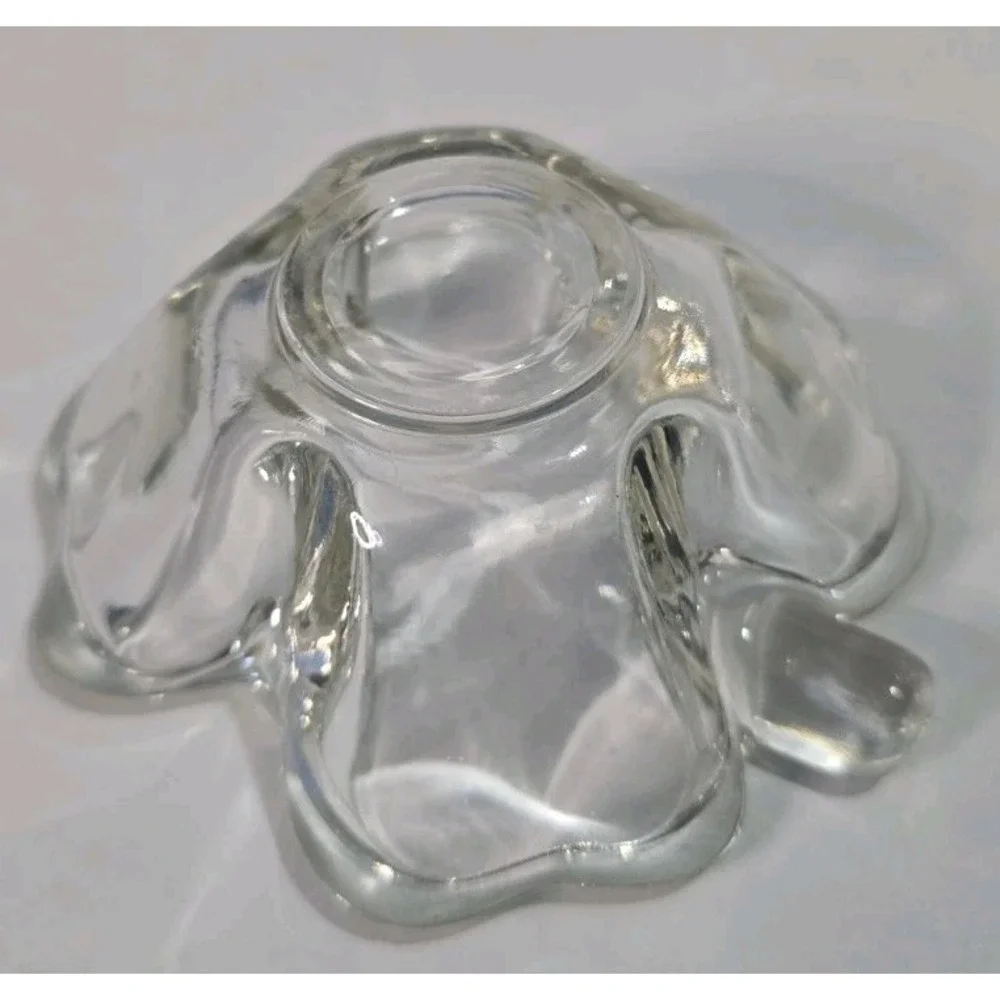 Shamrock Candy Dish Thick Clear Glass Four Leaf Clover Bowl